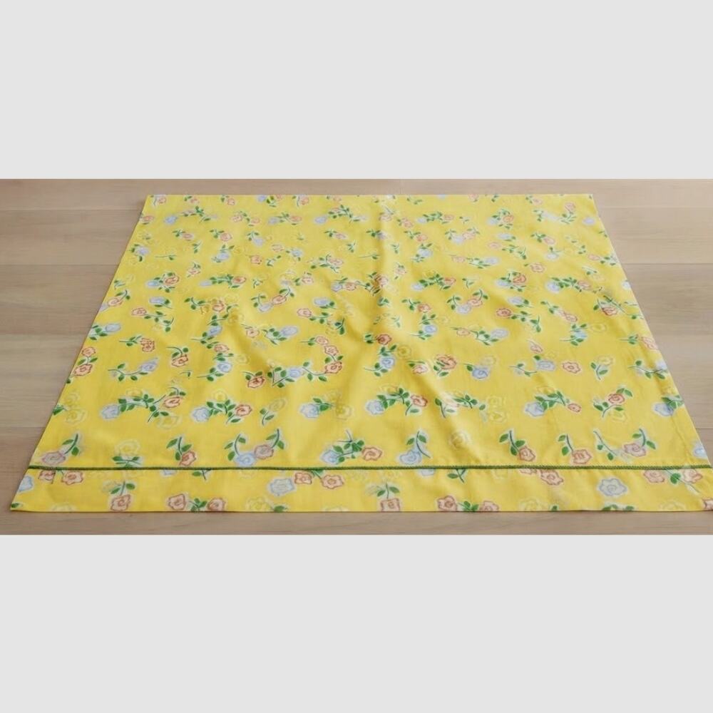 Vintage Wamsutta Twin Flat Sheet Yellow Floral Cotton Percale Bedding New